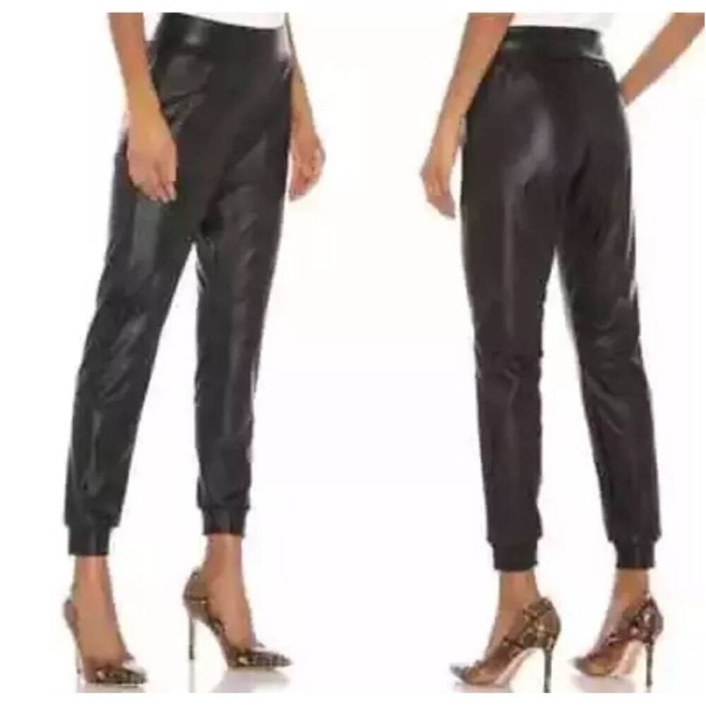 Commando Black Faux Leather Jogger Pants Women's Small